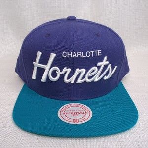 Charlotte Hornets Mitchell & Ness Team Script 2Tone Snapback NBA Hat- Purpl/Teal